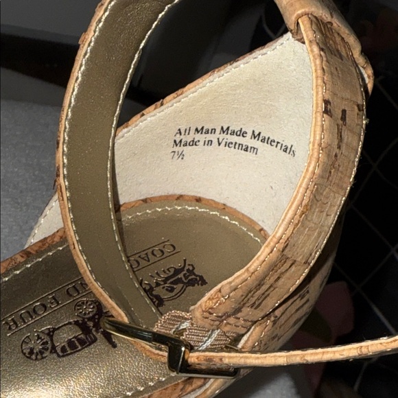 Coach and Four Tan Cork Heeled Sandals - Picture 5 of 5